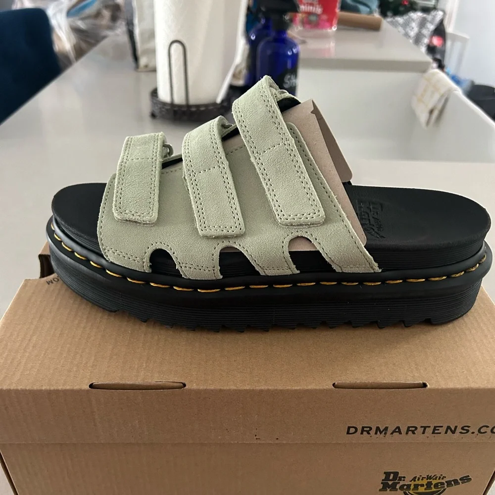 Dr. Martens Raine Slide Sandals in Sage Green - Picture 7 of 11
